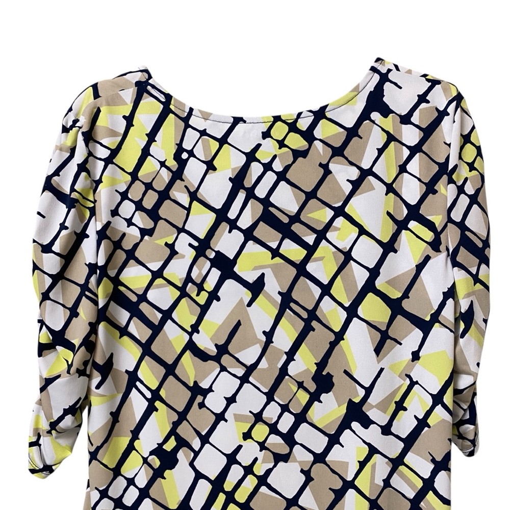 Alfani abstract wearable art funky Print blouse ruched blouse top stretch size L - Picture 11 of 13